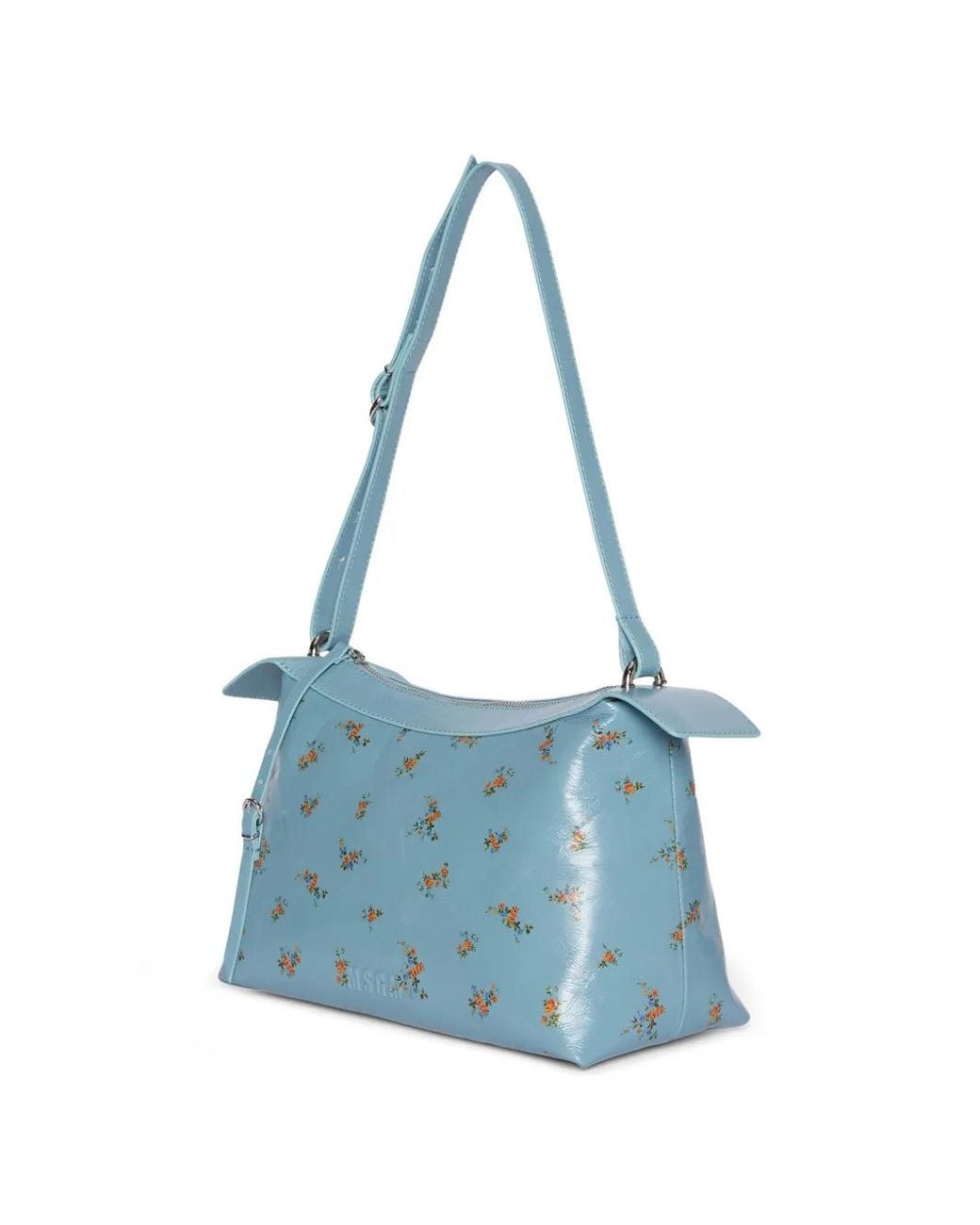 MSGM Blue Floral-Detail Shoulder Bag
