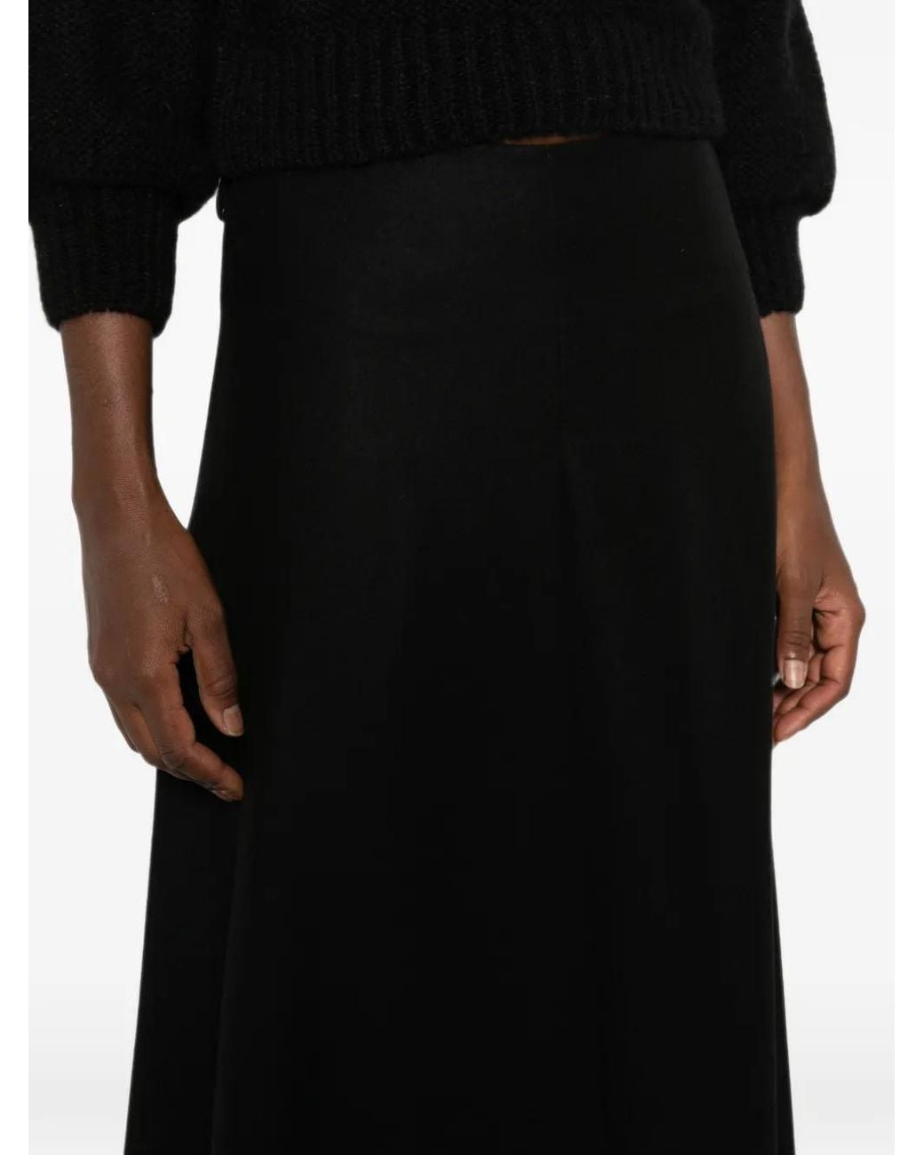Susanne Bommer Black Patch-Pocket Midi A-Line Skirt