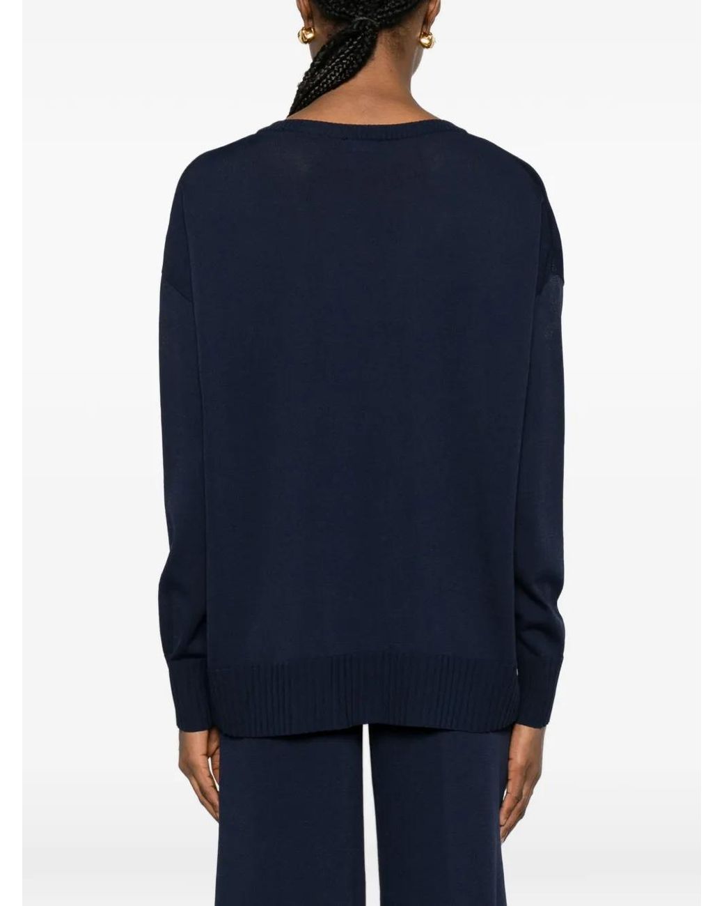Neera Blue V-Neck Long-Sleeved Top