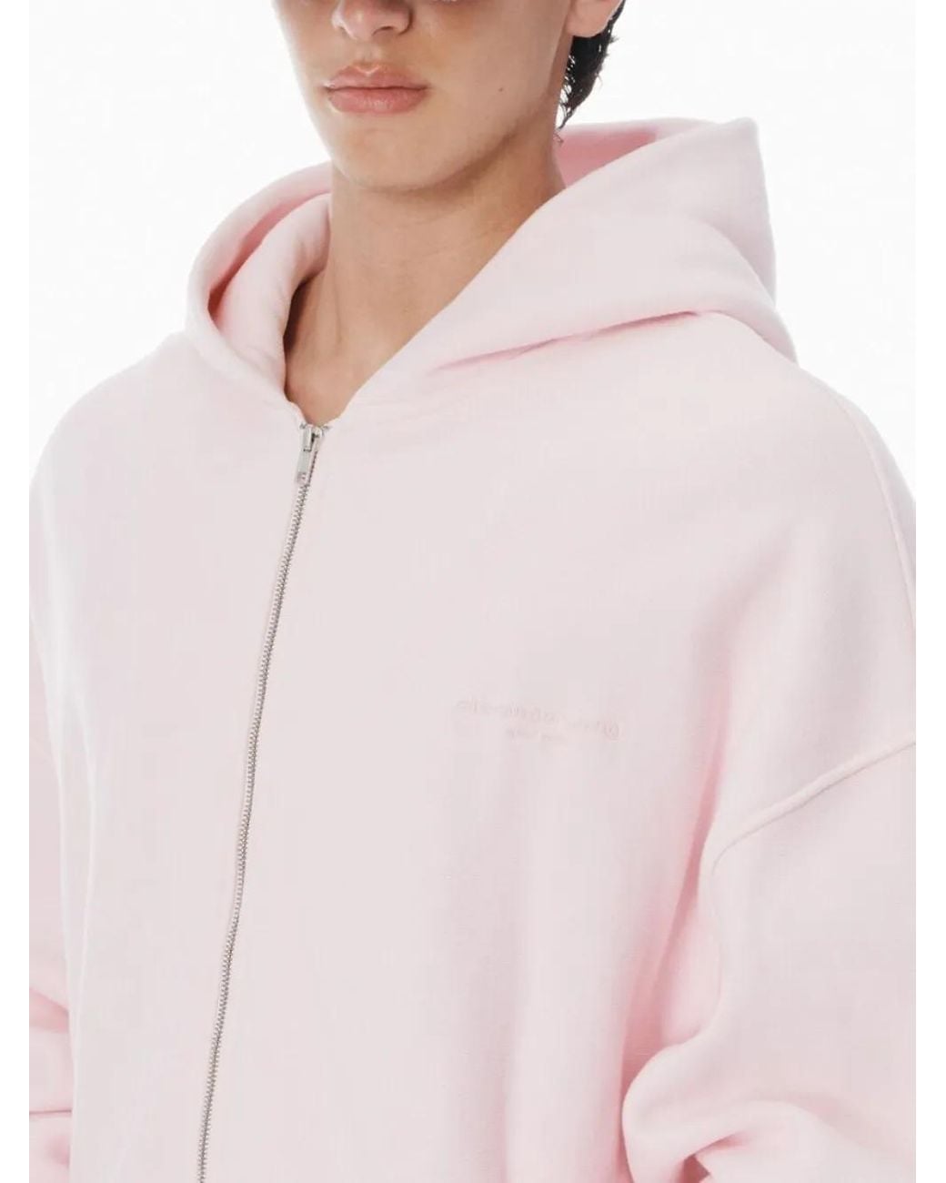 Alexander Wang Cotton Logo Zip-Up Hoodie in Pink | Lyst