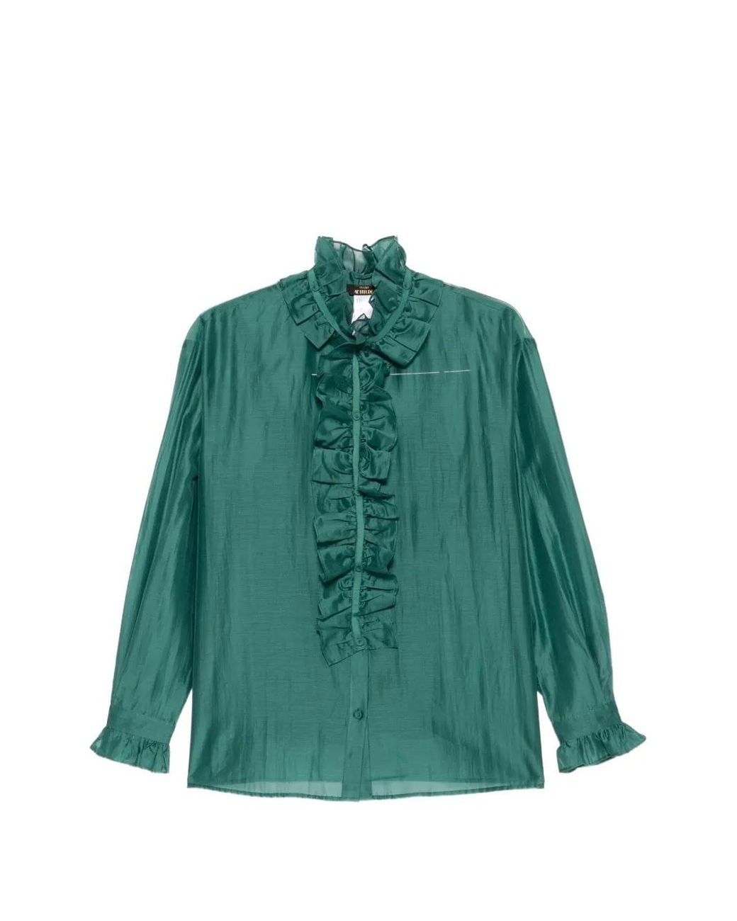 Twinset Green Ruffled Semi-Sheer Blouse
