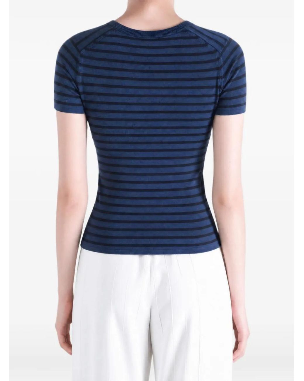 Auralee Blue Striped T-Shirt