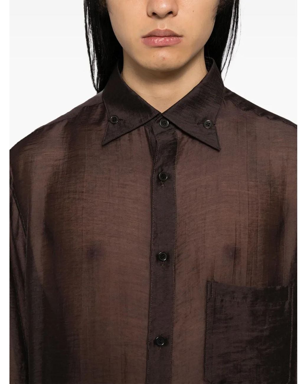 Yohji Yamamoto Brown Long-Sleeved Shirt for men