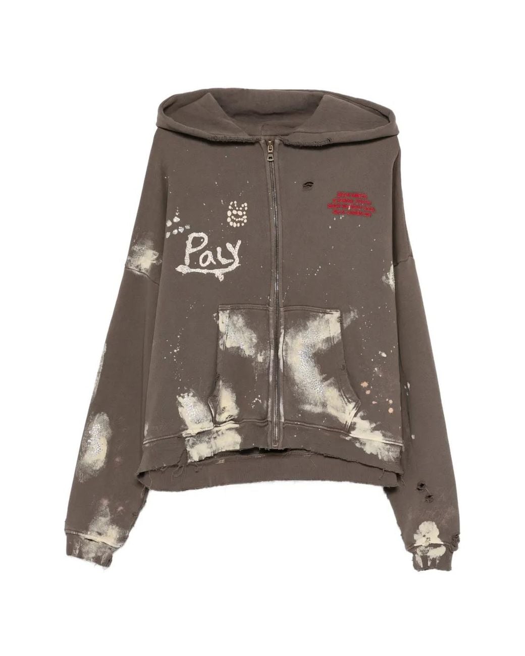 Paly Hollywood Distressed Zip Hooded Sweatshirt in Brown for Men
