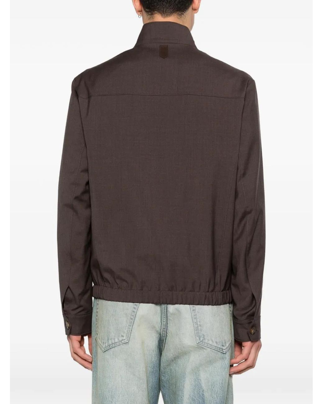 Canali Brown Zip-Fastening Pocket Overshirt for men
