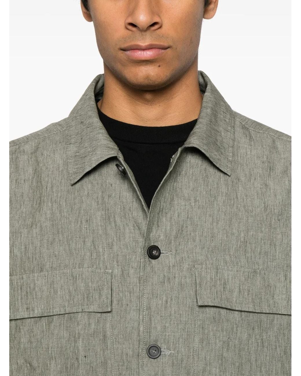 Peserico Gray Mélange-Effect Shirt Jacket for men