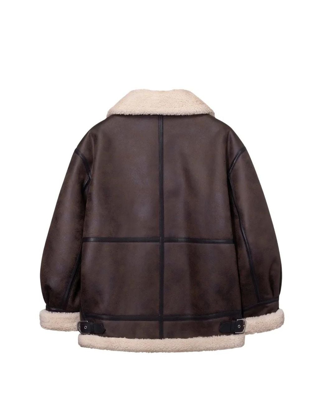 DUNST Brown Faux-Shearling Trim Jacket