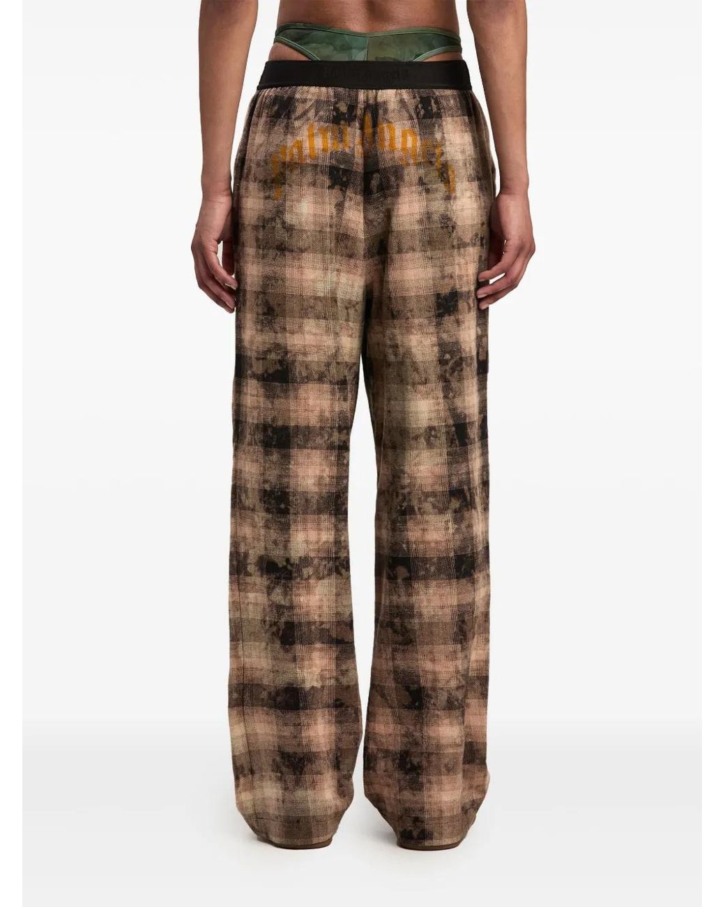 Palm Angels Brown Check-Print Track Pants