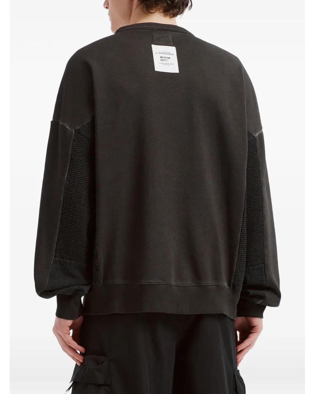 Musium Div. Black Embroidered Panelled Sweatshirt for men