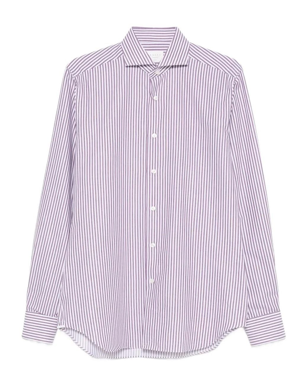 Xacus Purple Chemise En Coton À Rayures for men