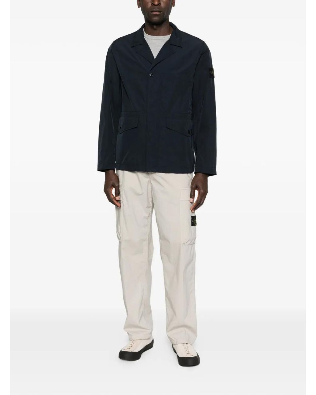 Stone Island Black Blazer A100001 En Sergé for men