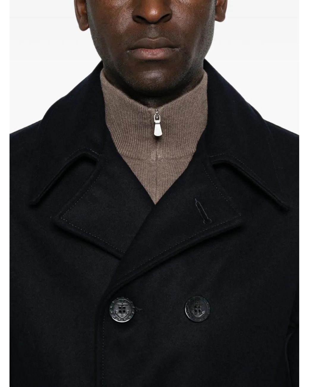 chesapeake's Black Double-Breasted Coat for men