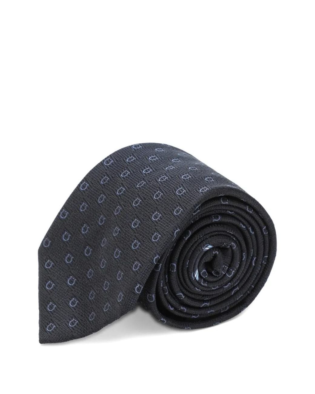 Ferragamo Blue Gancini Silk Jacquard Tie for men