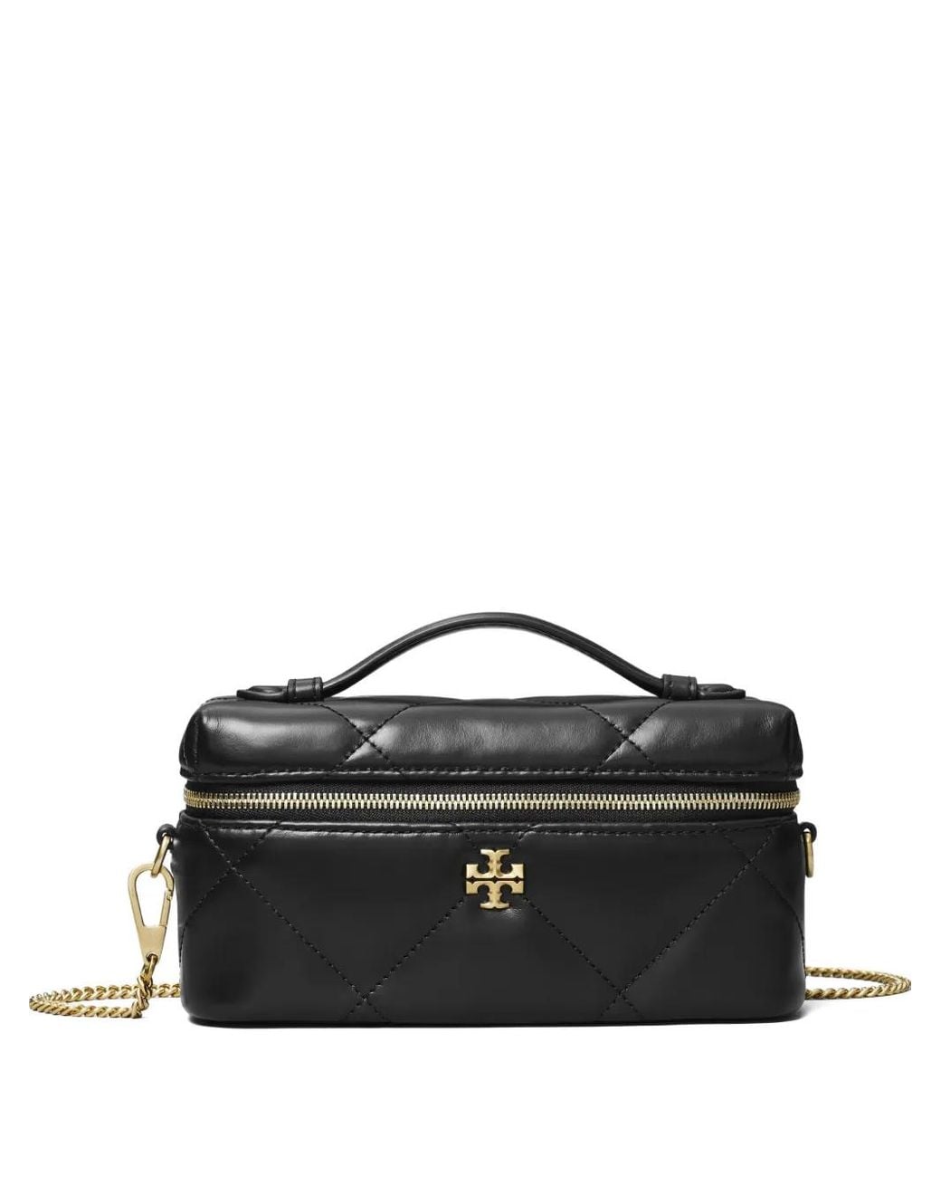Tory Burch Black Kira Diamond Quilt East-West Vanity Case