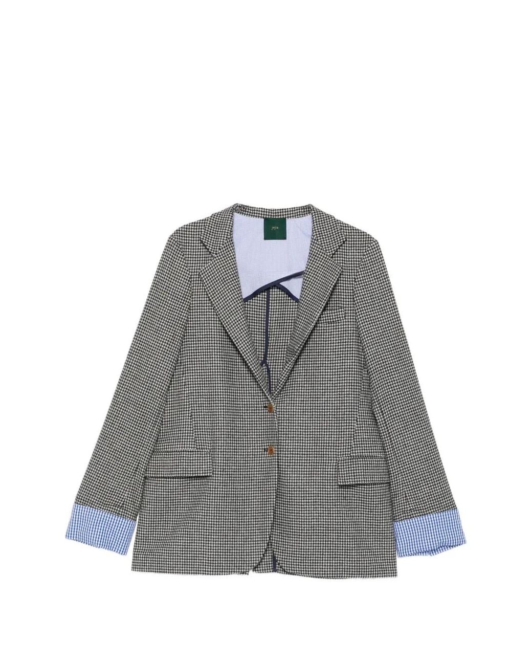 Jejia Gray Birkin Houndstooth-Patterned Blazer