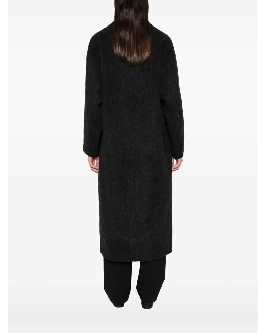 Essentiel Antwerp Black Oversized Double-Breasted Coat