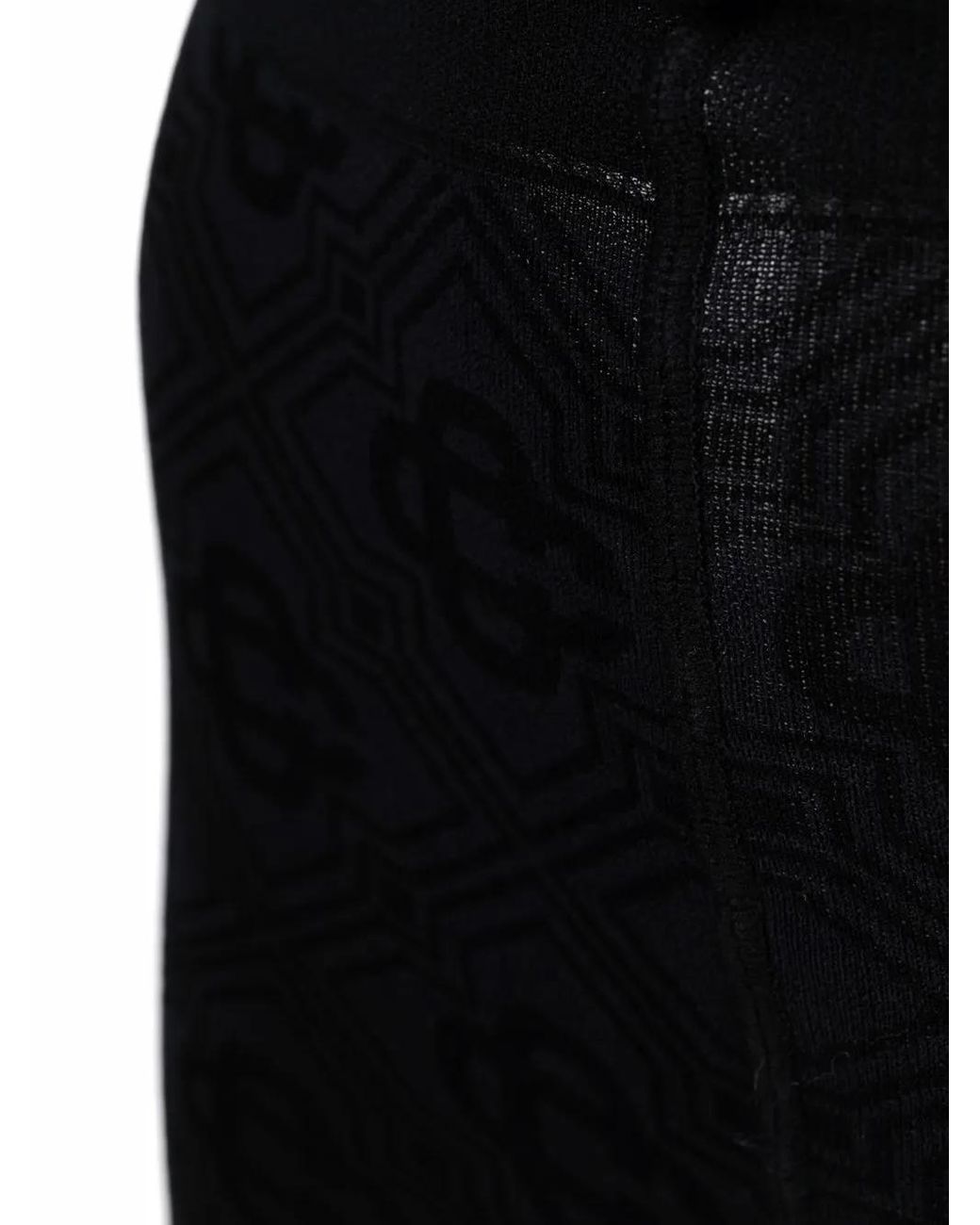 Casablanca Black Monogram Pattern Tights