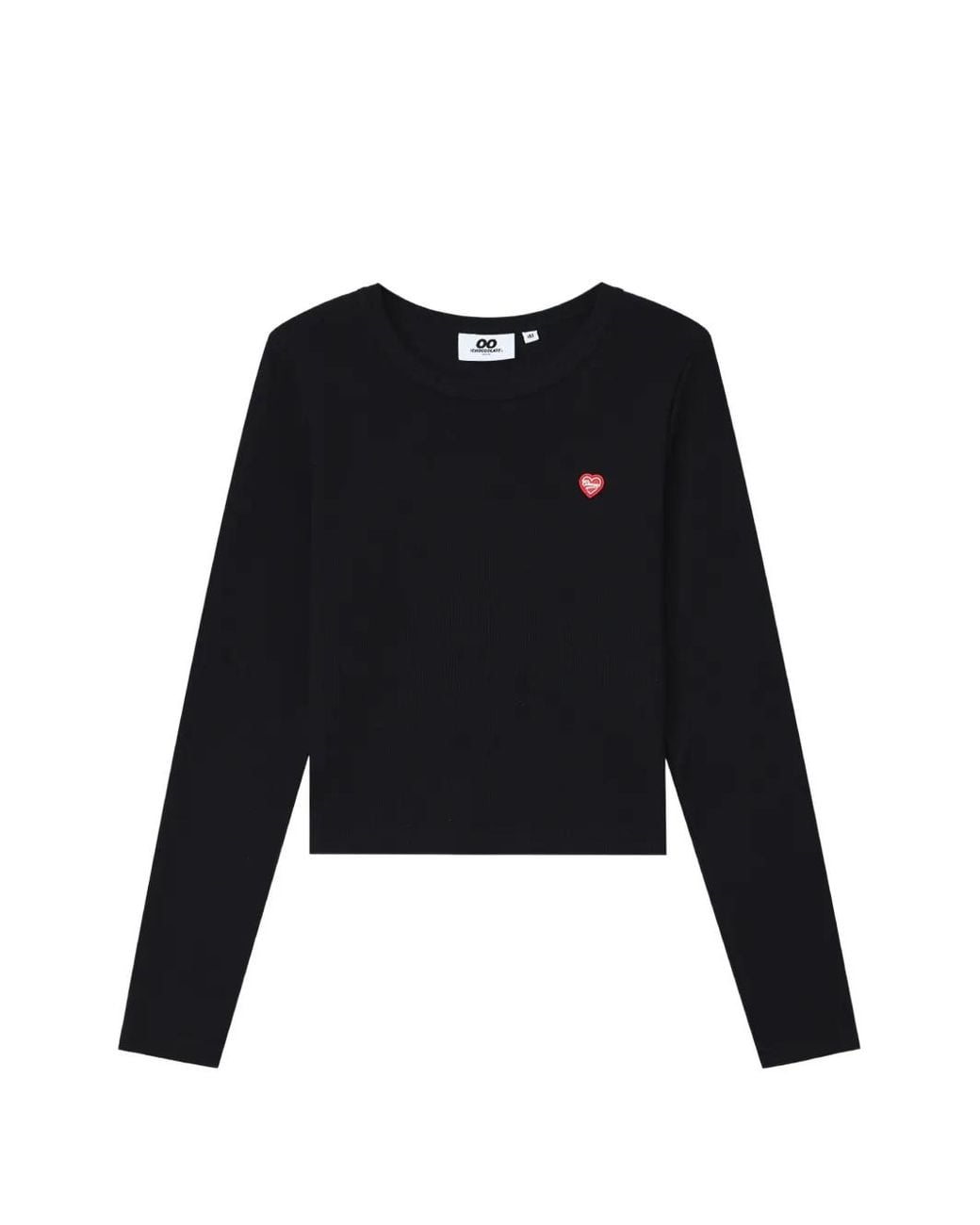 Chocoolate Black Heart-Patch Ribbed T-Shirt