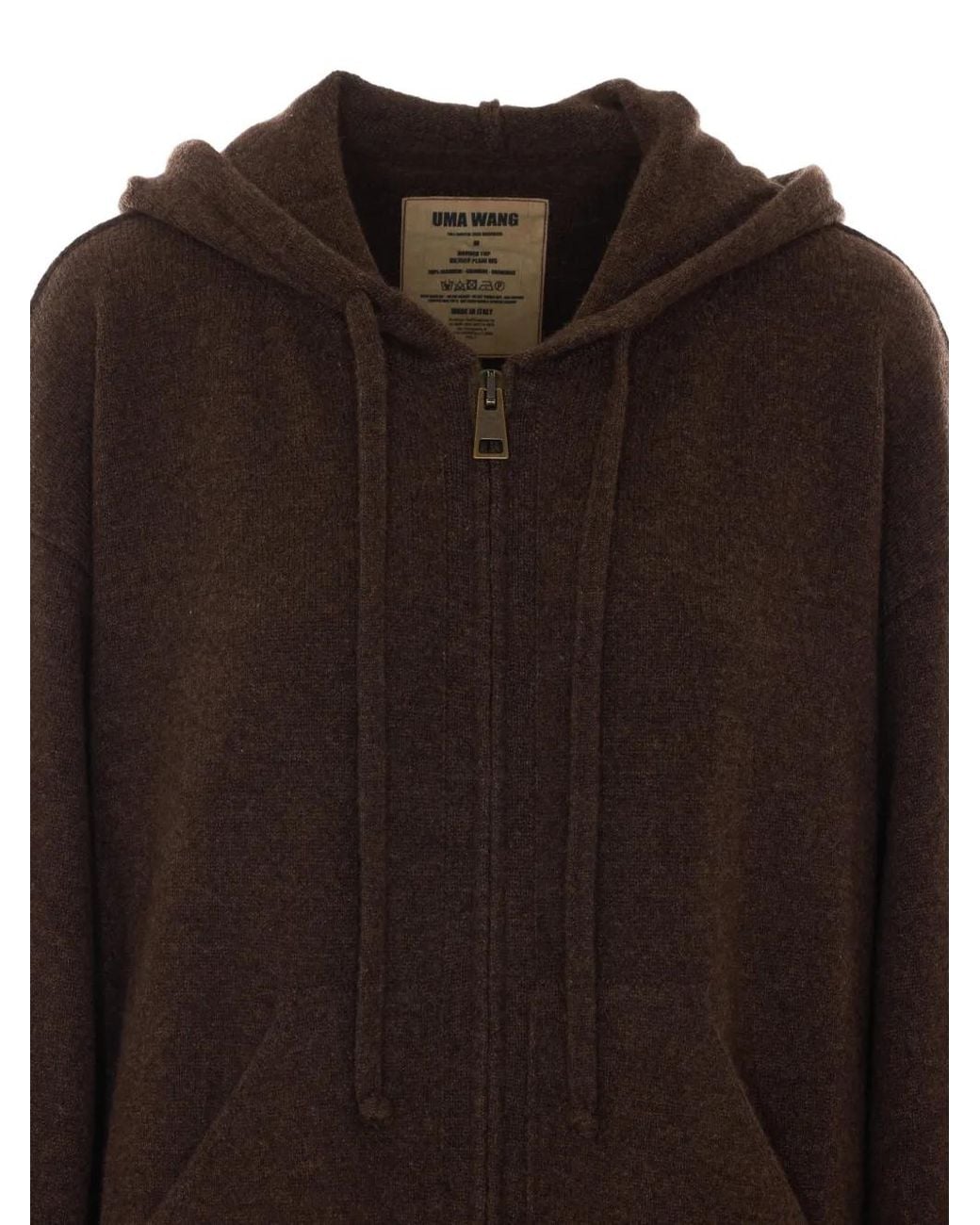 Uma Wang Brown Distressed Zip-Up Hoodie
