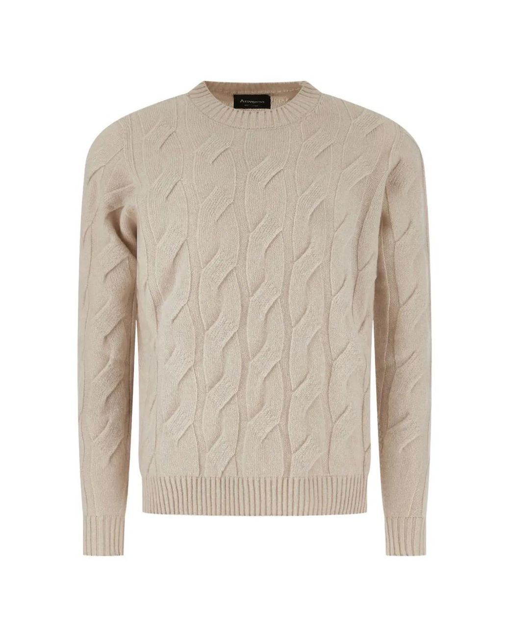 AROVESCIO White Cable-Knit Crew-Neck Sweater for men