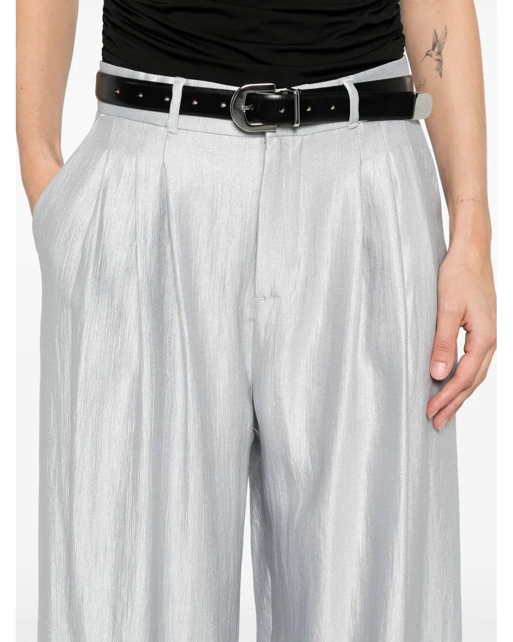 ELEH White Pleated Palazzo Pants