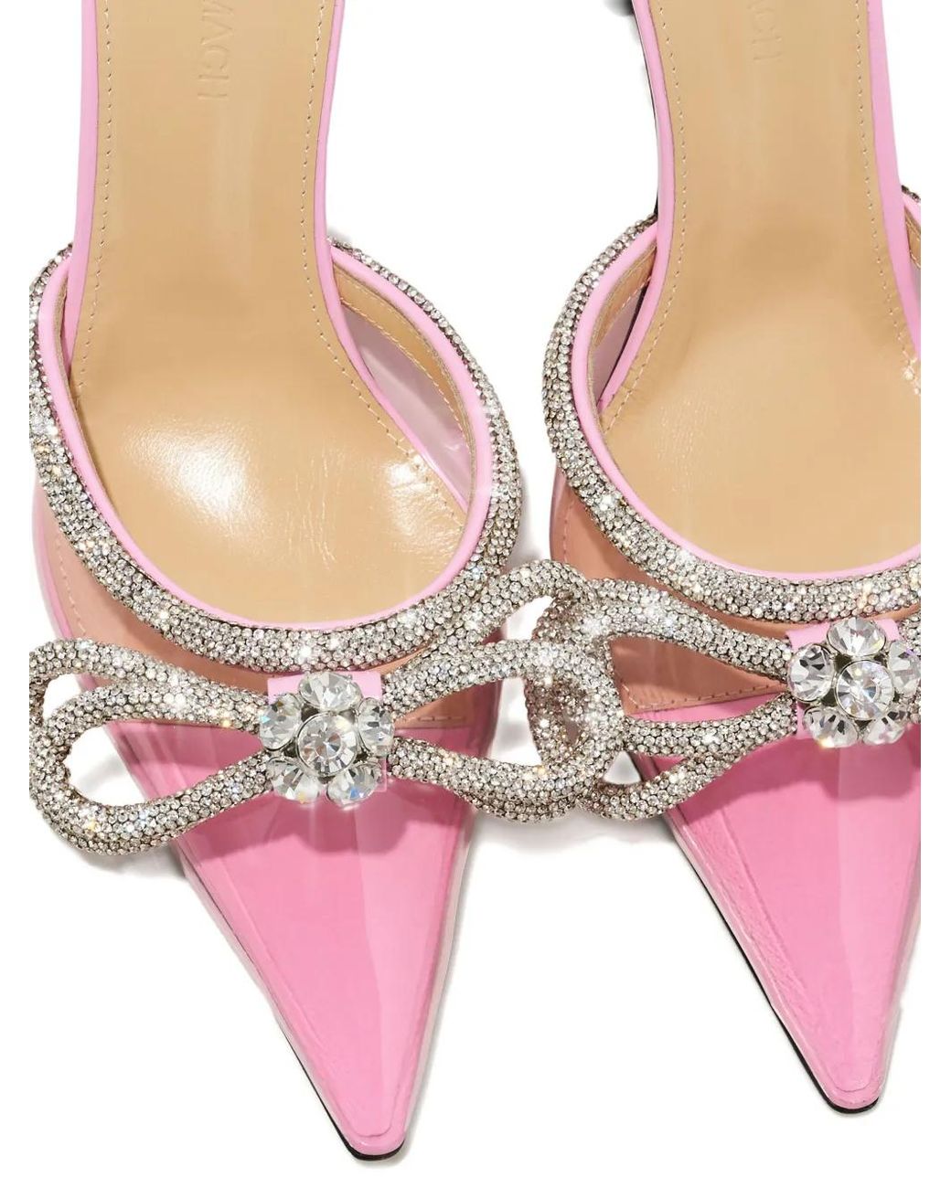 Mach & Mach Pink Crystal Bow Pointed Mules