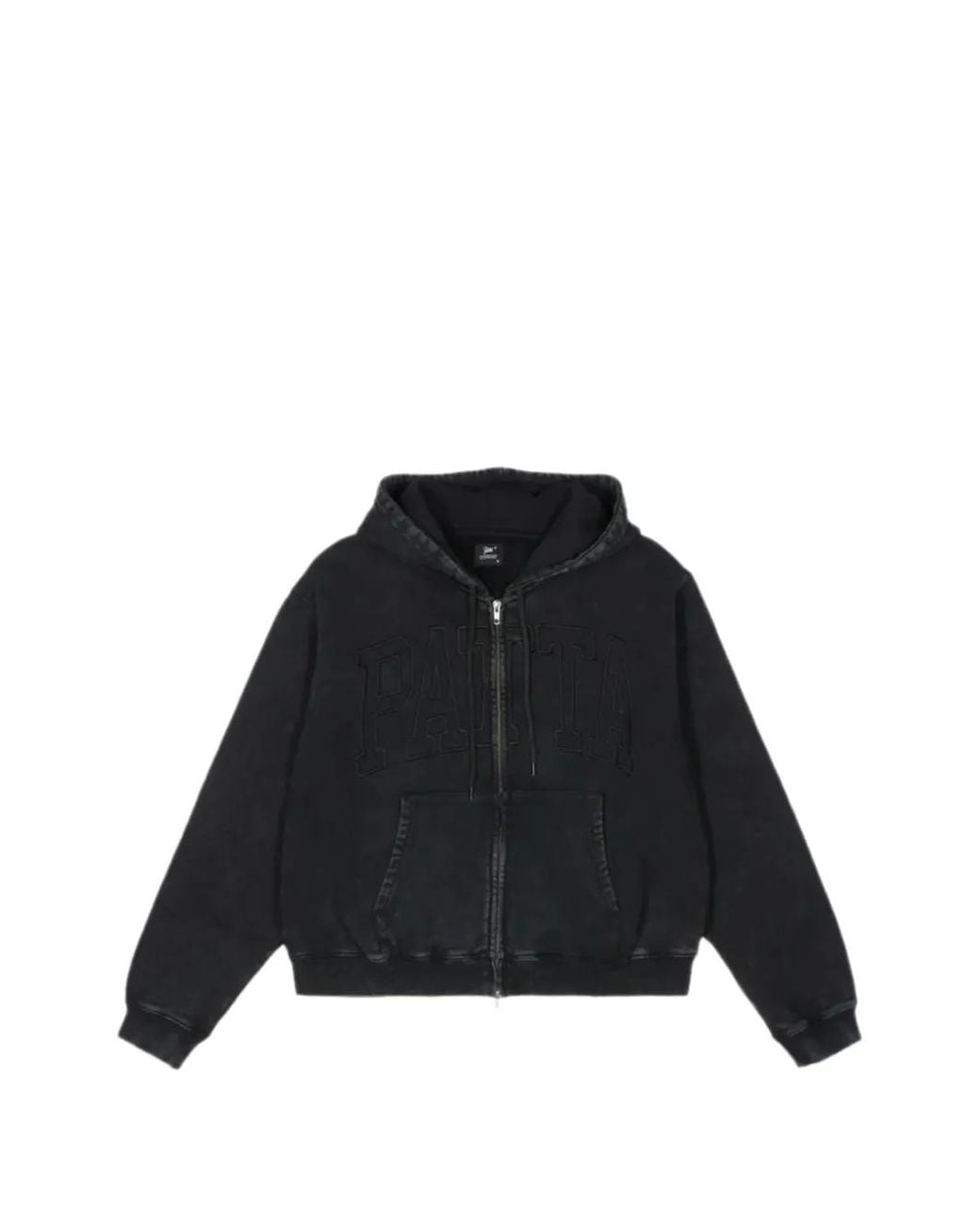 PATTA Black Logo-Embroidered Zip-Up Hoodie for men