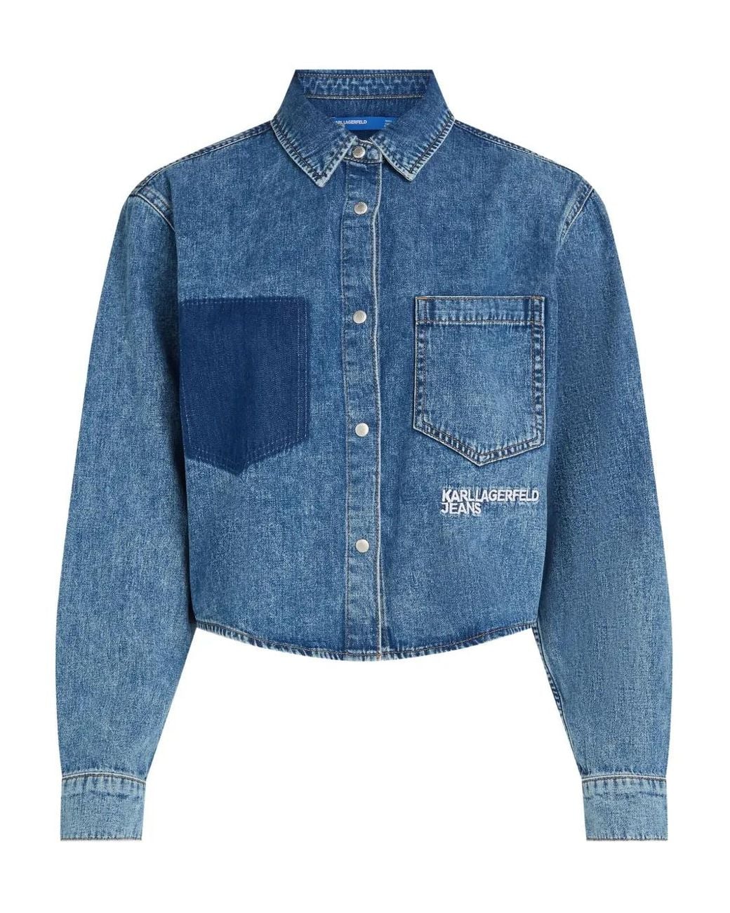 Karl Lagerfeld Blue Boxy Denim Shirt