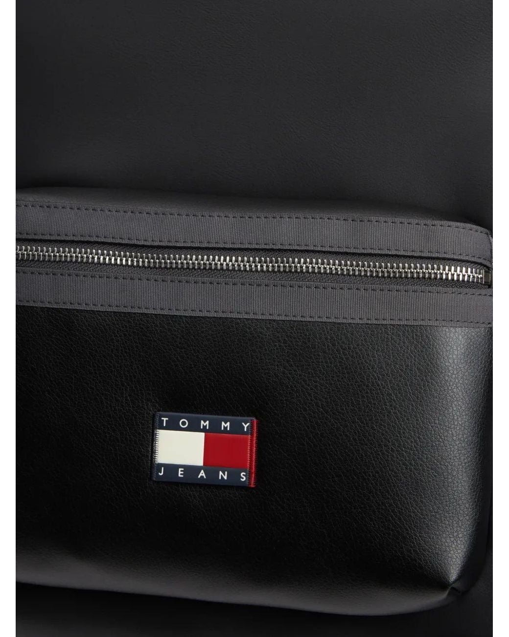 Tommy Hilfiger Black Logo-Patch Zip-Fastening Backpack for men
