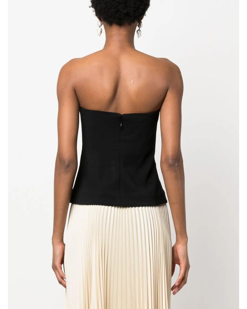 Co. Black Strapless Stretch-Crepe Top