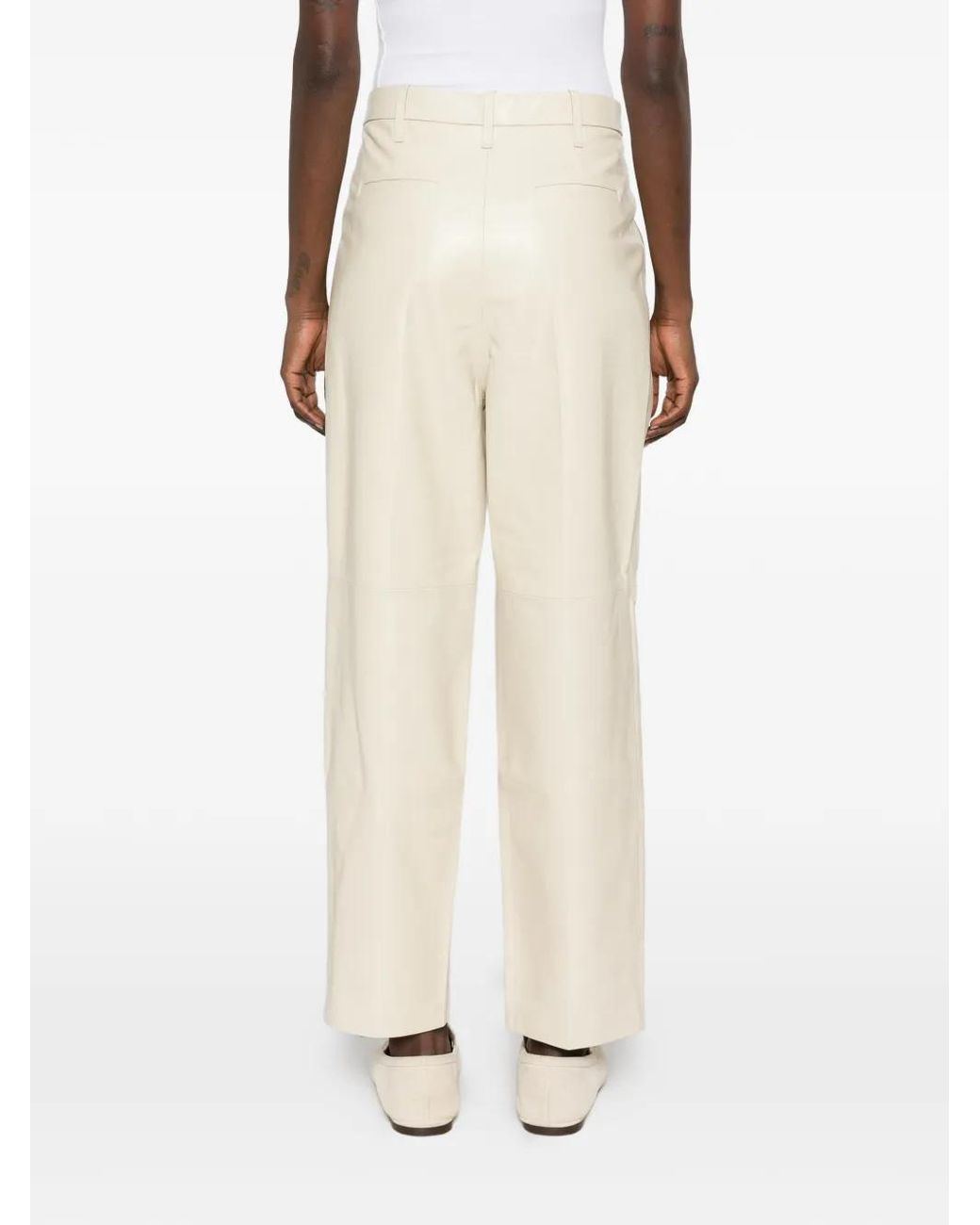 Co. White Pleated Leather Trousers