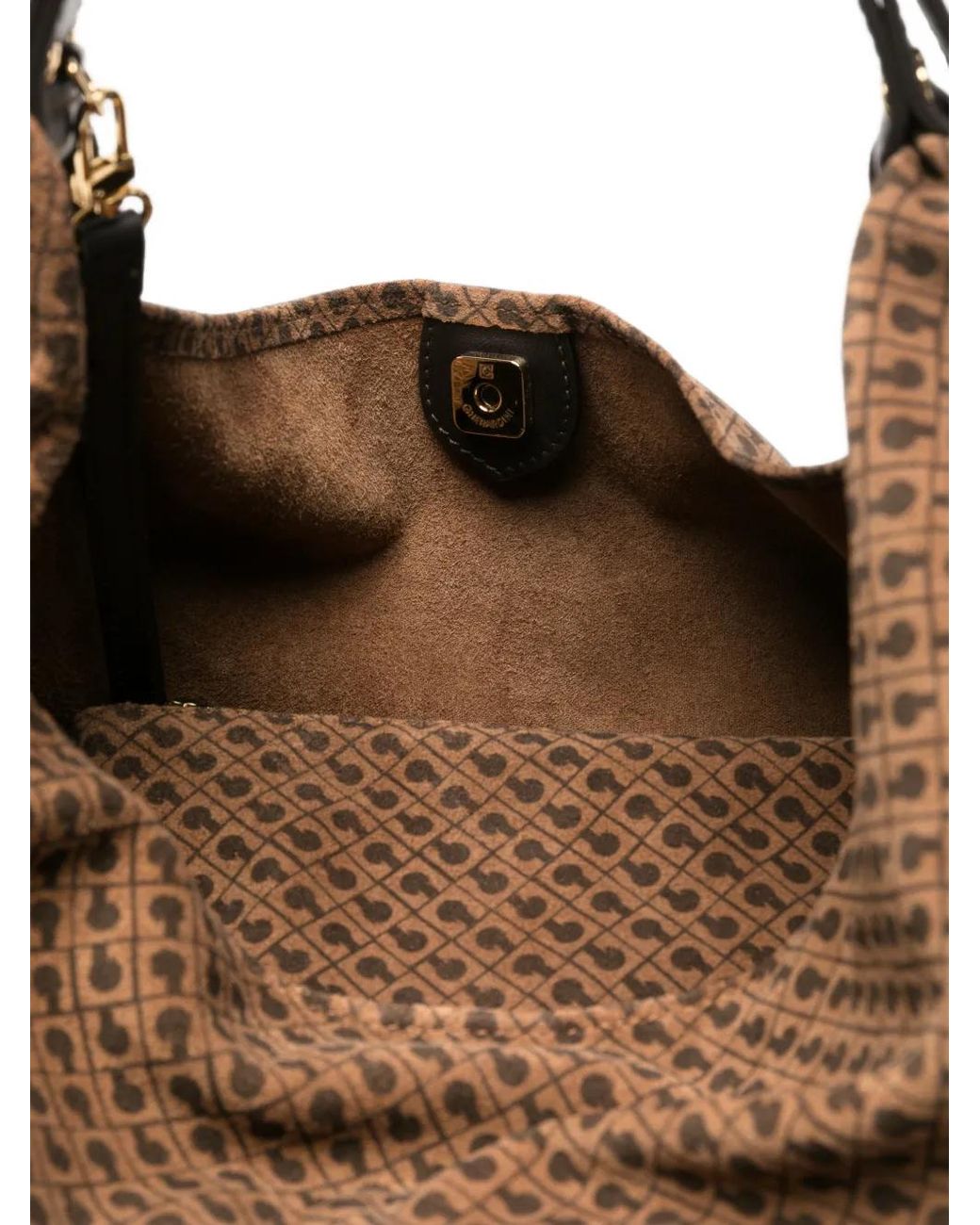 Gherardini Brown Medium Monogram-Pattern Leather Shoulder Bag