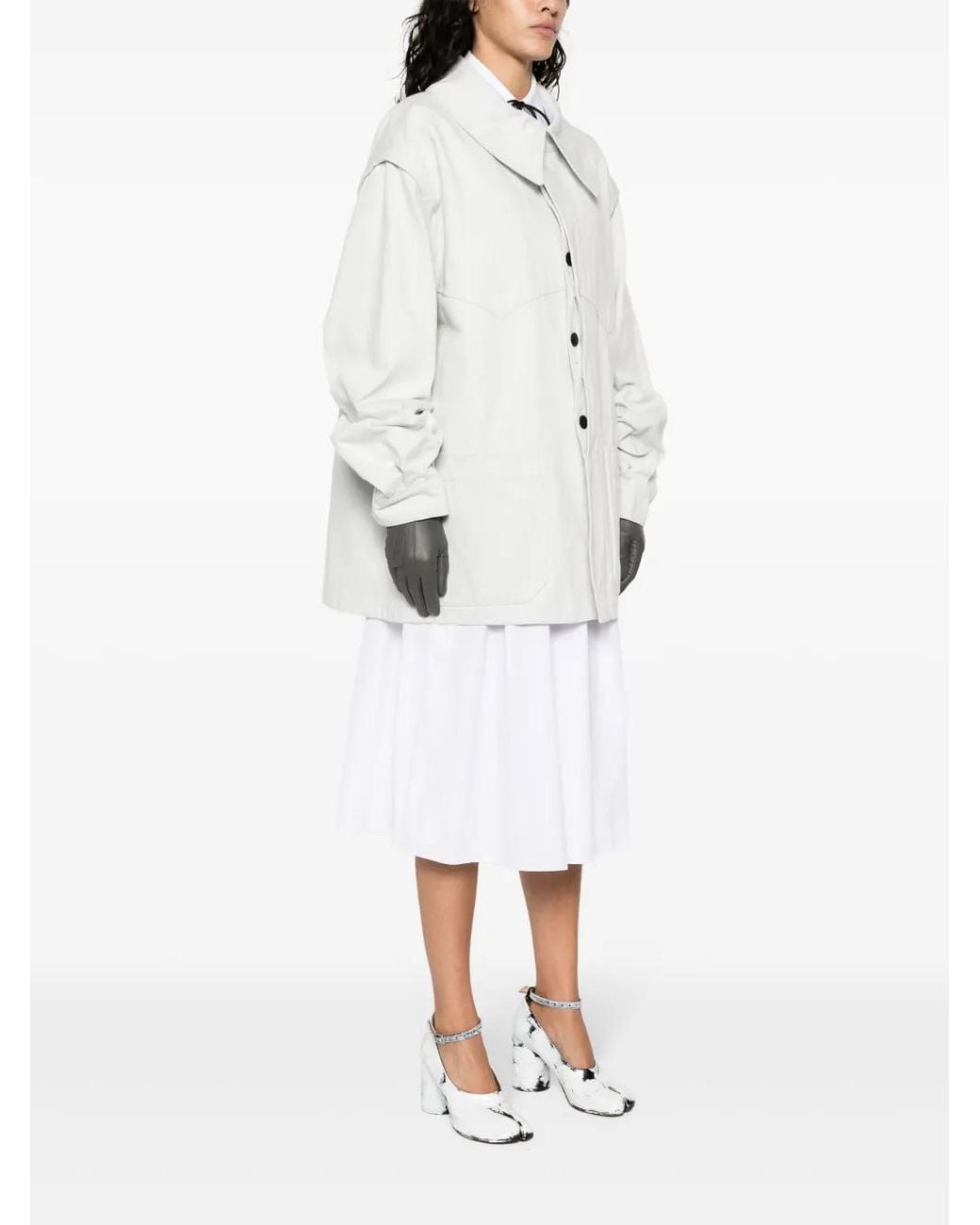 Maison Margiela White Oversize-Collar Denim Jacket for men