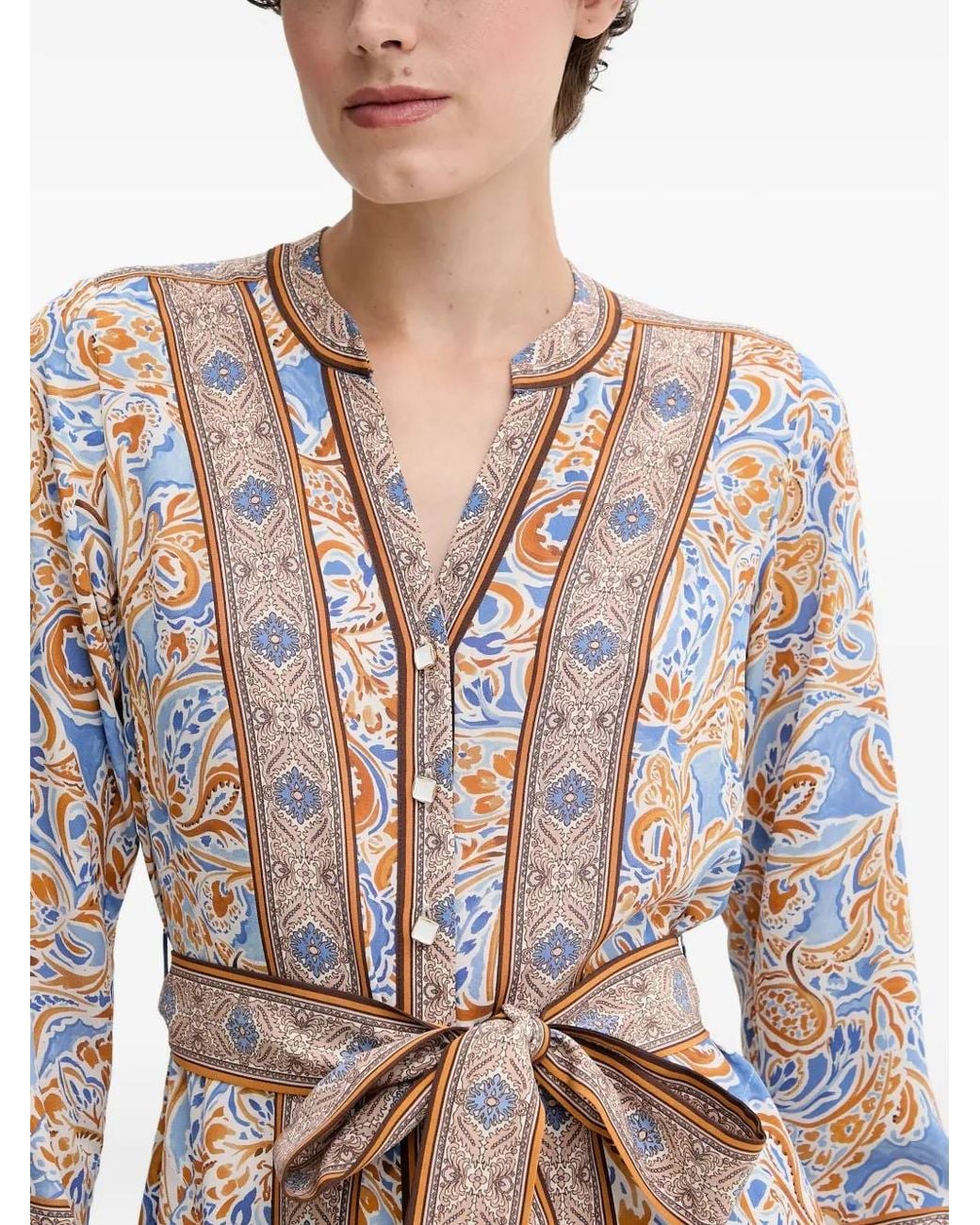 Hale Bob Blue Vienna Paisley Belt Midi Dress
