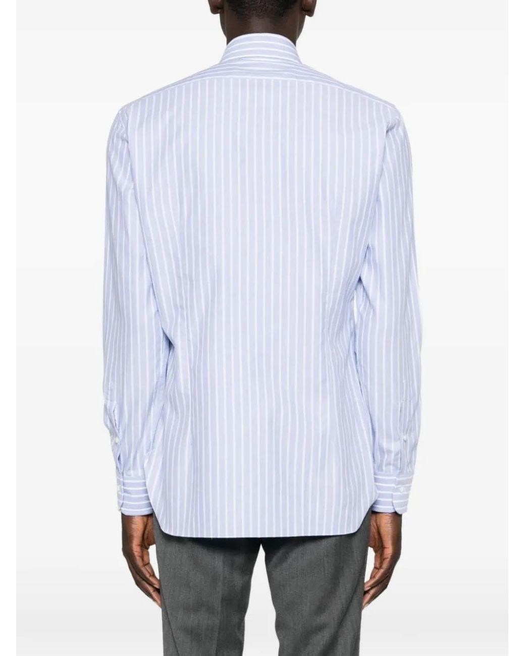 Barba Napoli Blue Striped Shirt for men
