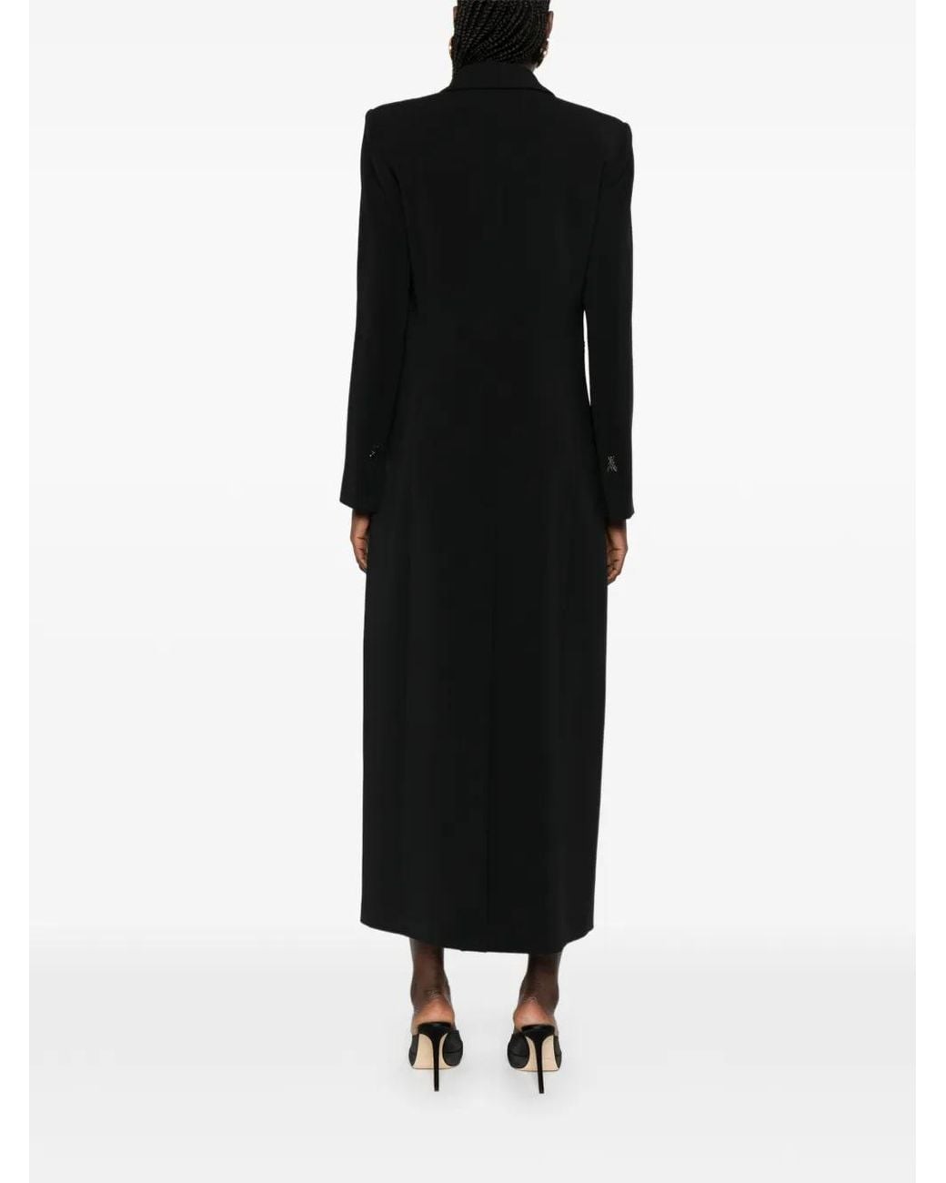 Patrizia Pepe Black Single-Breasted Long Coat