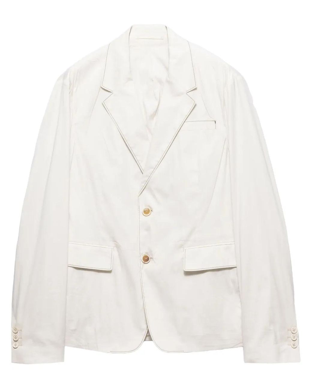 Prada White Single-Breasted Cotton Jacket for men