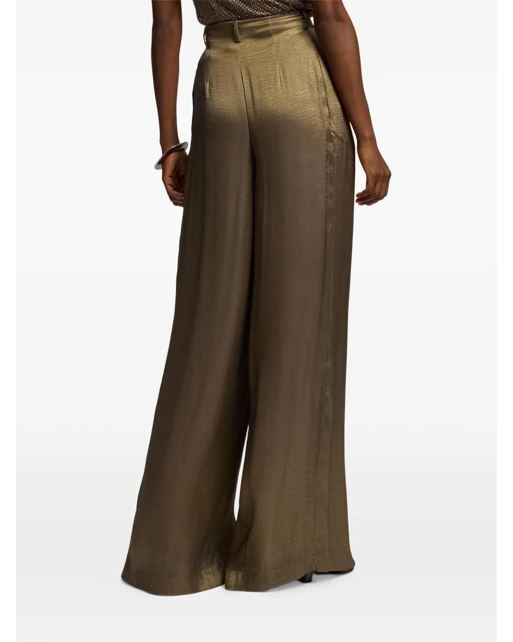 Ralph Lauren Natural Greer Lamé Pleated Trousers