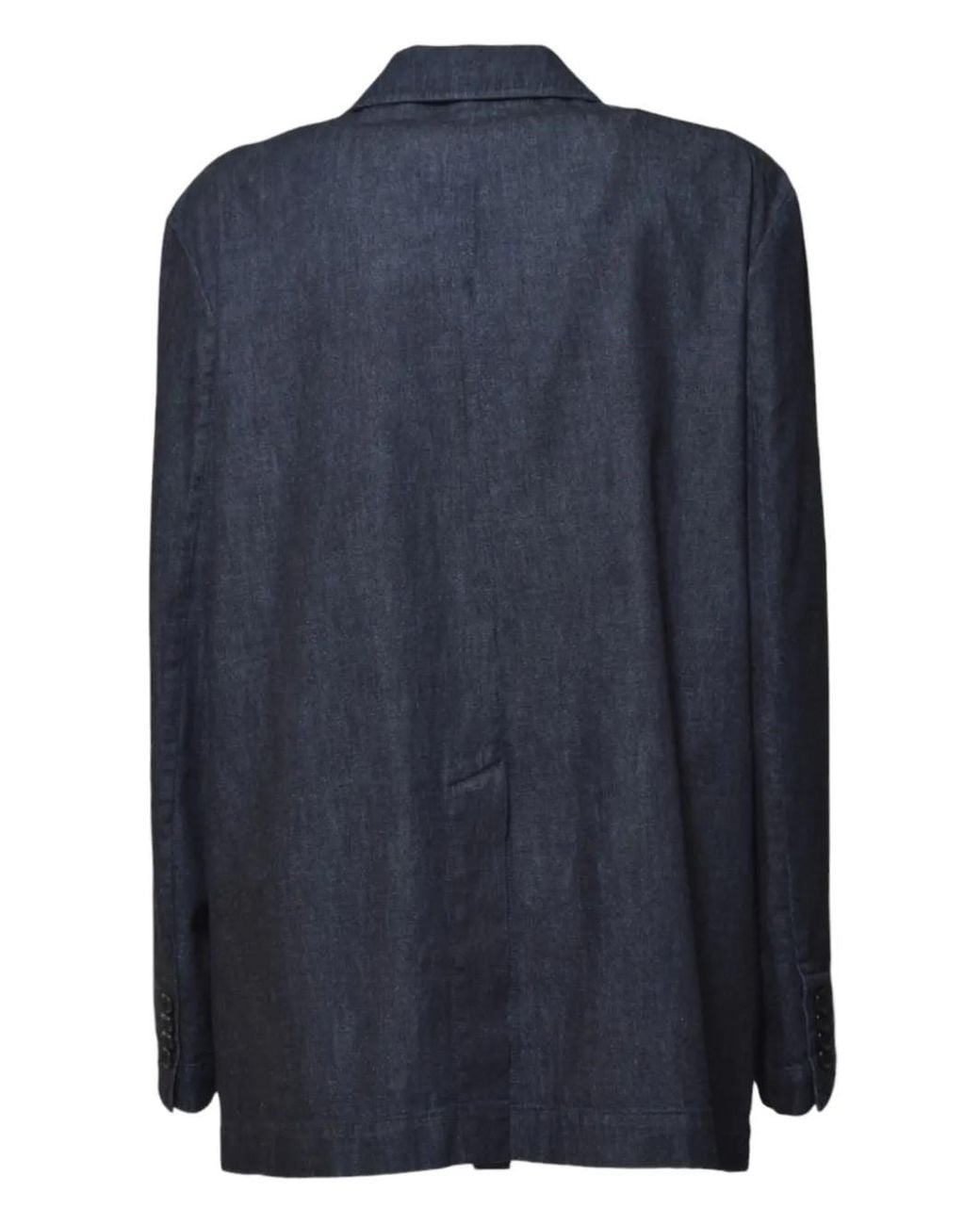 Aspesi Blue Double-Breasted Denim Blazer