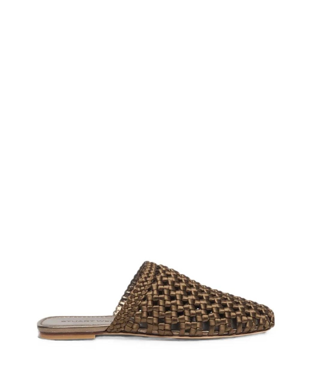 Stuart Weitzman Brown Marina Woven Mules