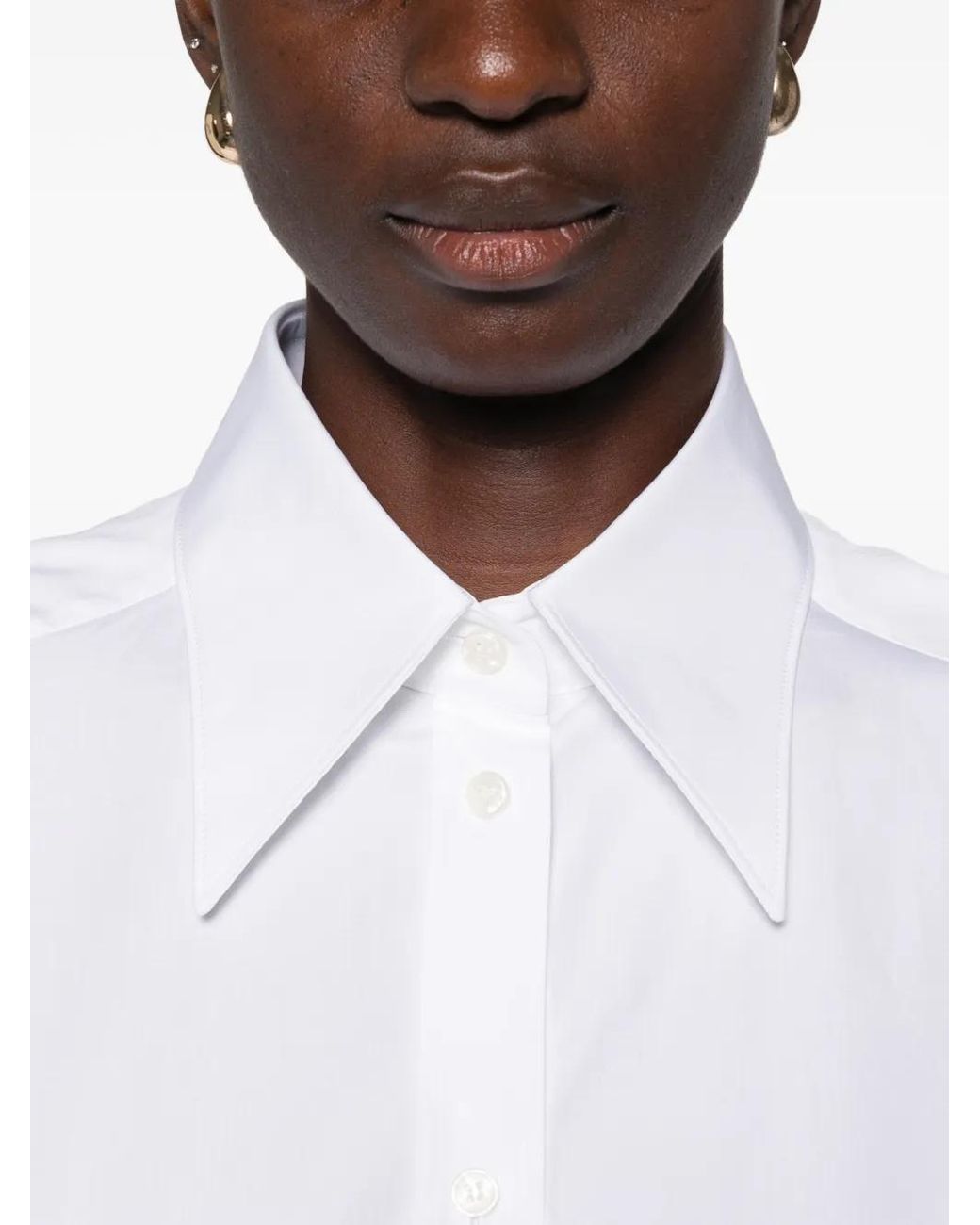 Dolce & Gabbana White Pointed-Collar Long-Sleeve Shirt