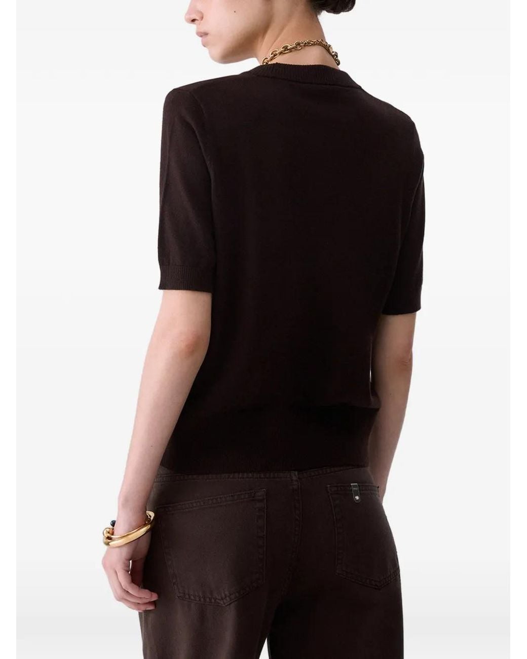 Liu Jo Black Logo-Plaque Side-Slit Top