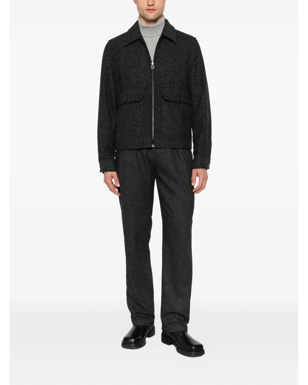 Paul Smith Black Harrington Herringbone-Pattern Front-Pocket Jacket for men