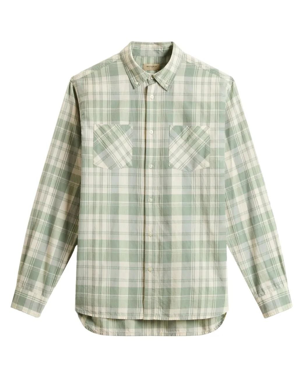 Woolrich White Madras-Checked Shirt for men