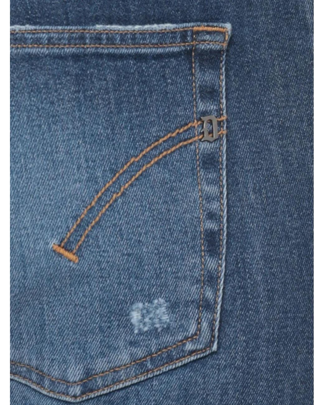 Dondup Blue Faded-Effect Distressed Jeans for men