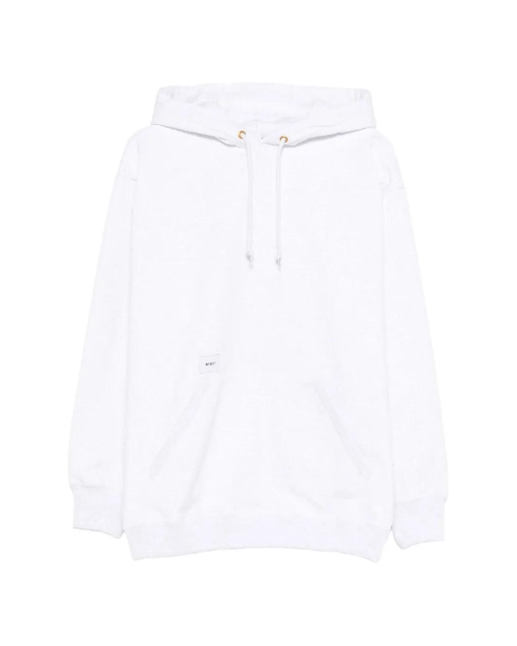 (w)taps White Drawstring Hoodie for men