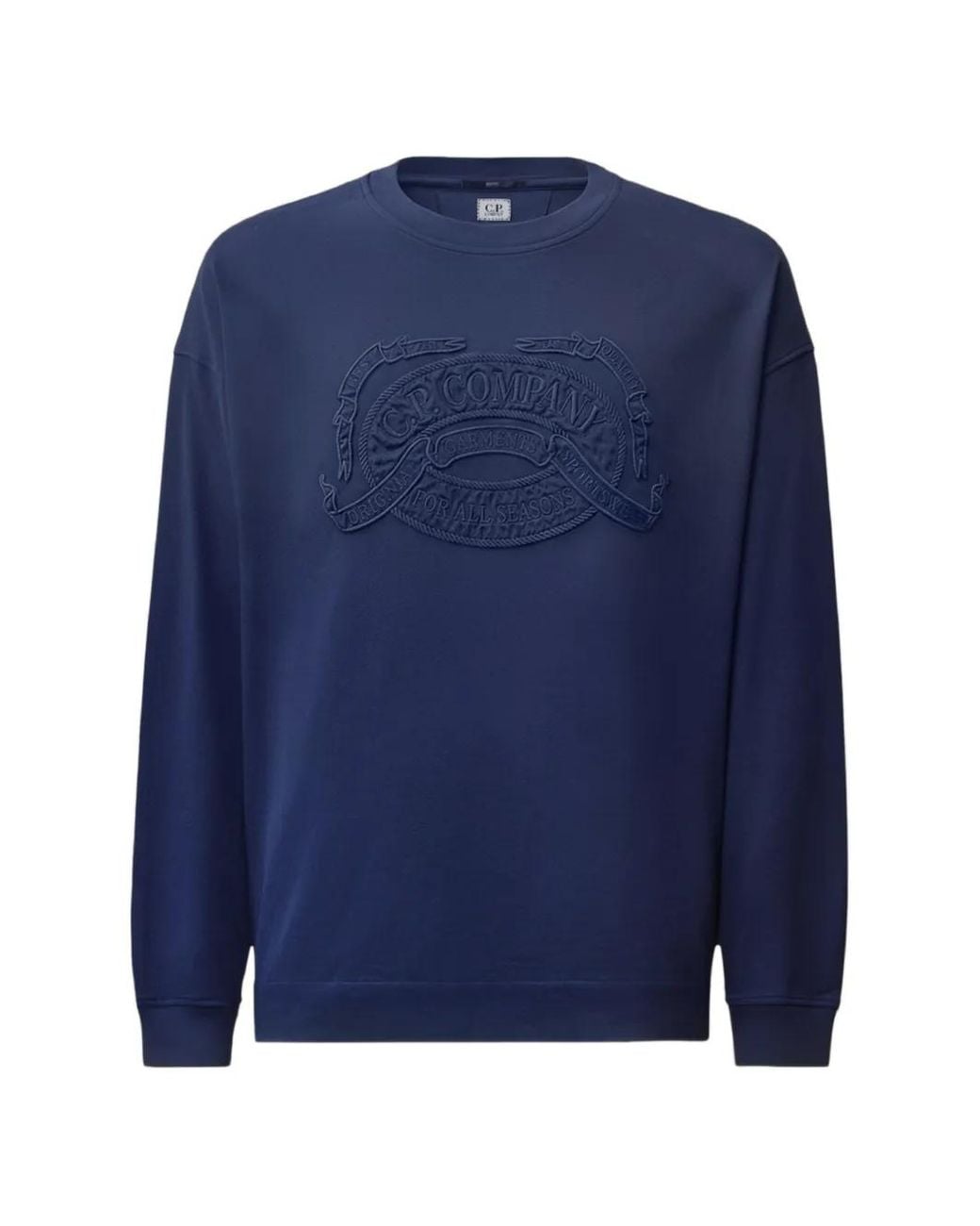 C P Company Blue Embroidered-Logo Long-Sleeve T-Shirt for men