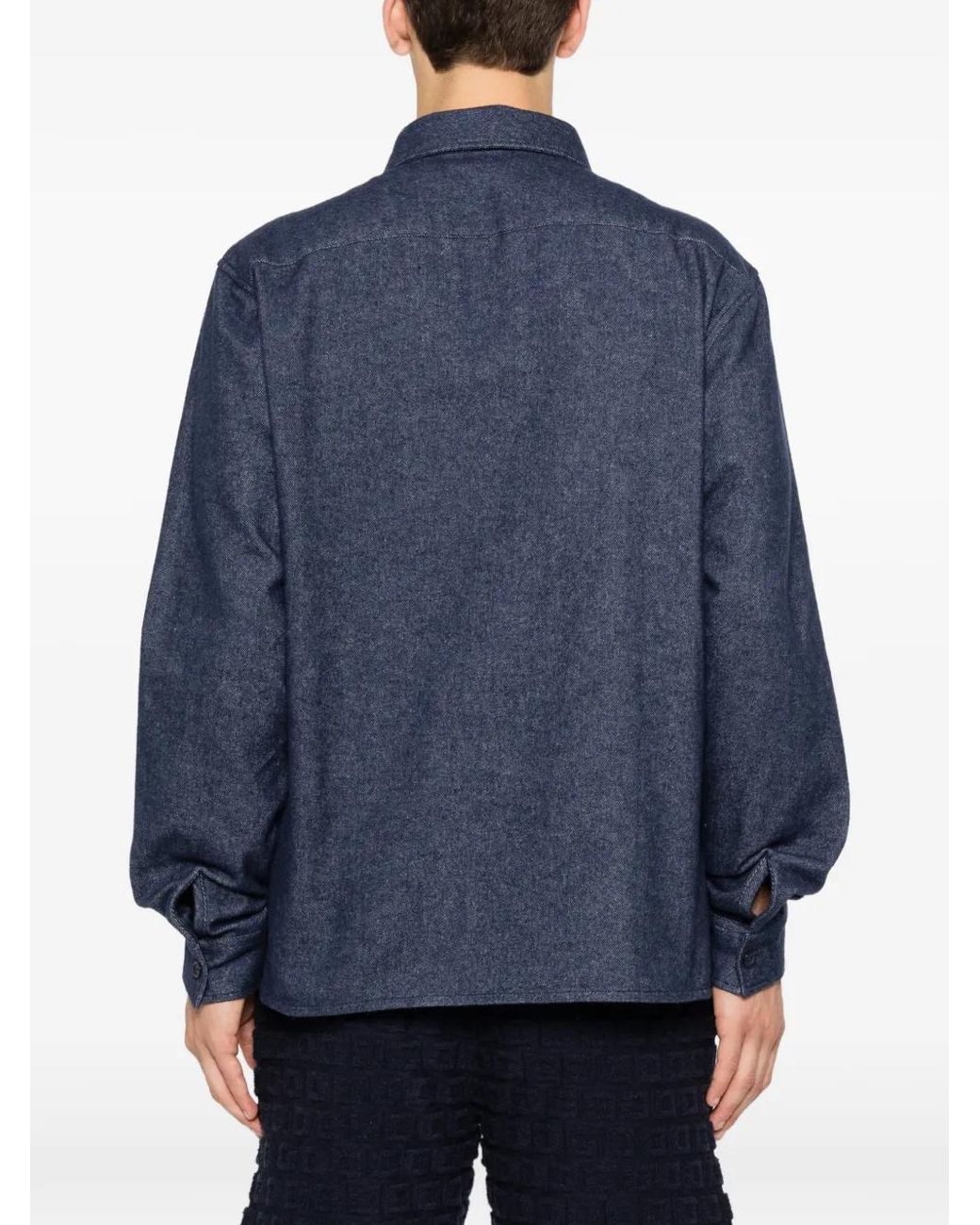 Sandro Blue Cotton Flannel Shirt for men