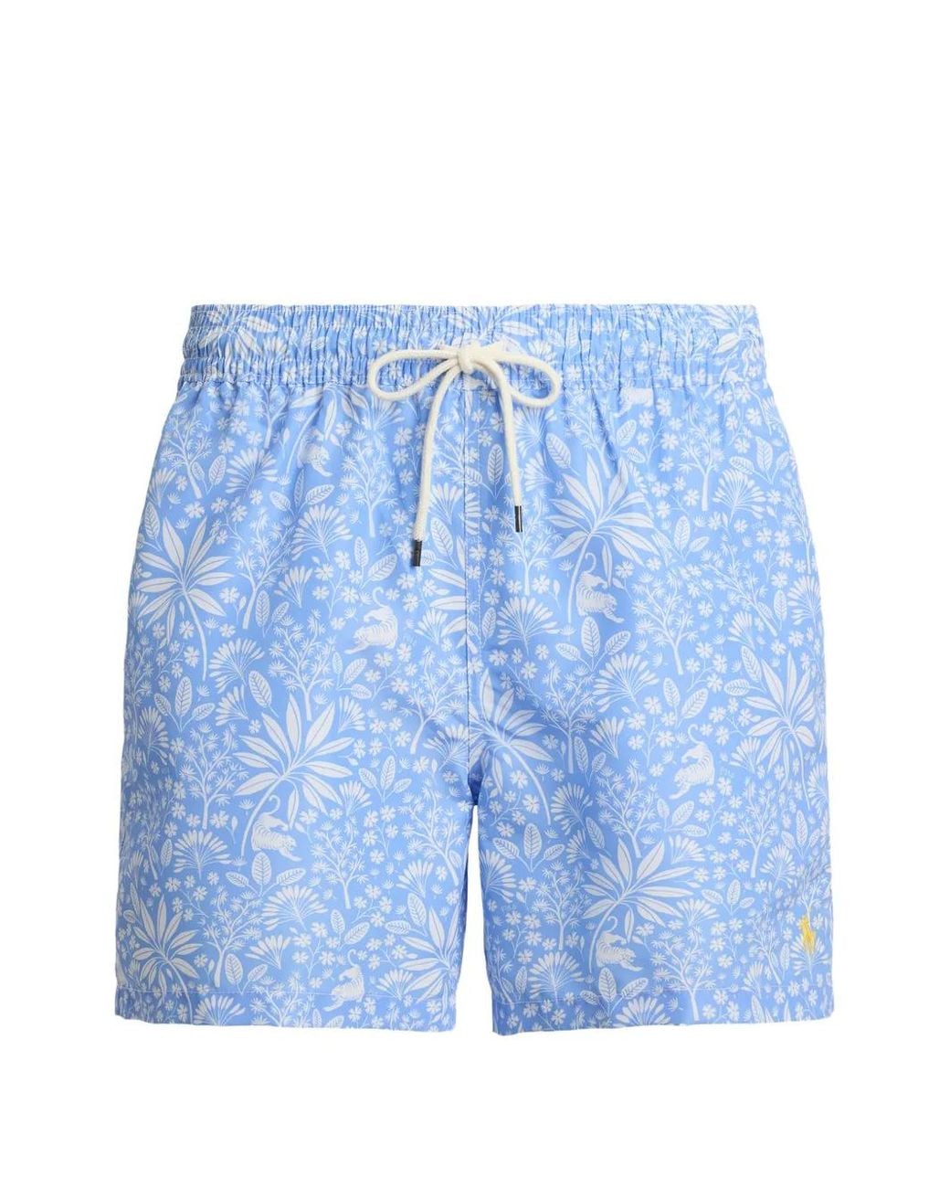 Polo Ralph Lauren Blue Light Nylon 14.5 Cm Traveller Swim Shorts With All-Over Tropical Print for men