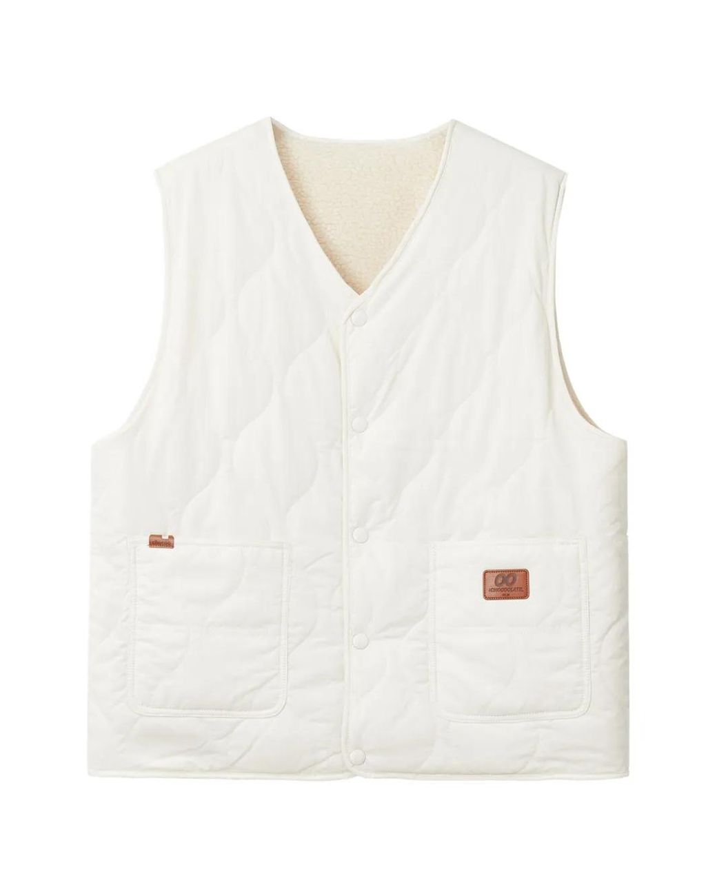Chocoolate White Quilted Reversible Gilet